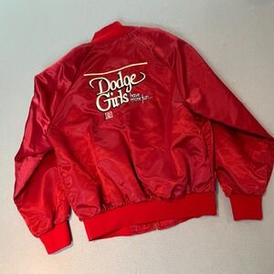 Vintage Dodge Girls Have More Fun Satin Bomber Jacket Red Canada M Mopar 1987